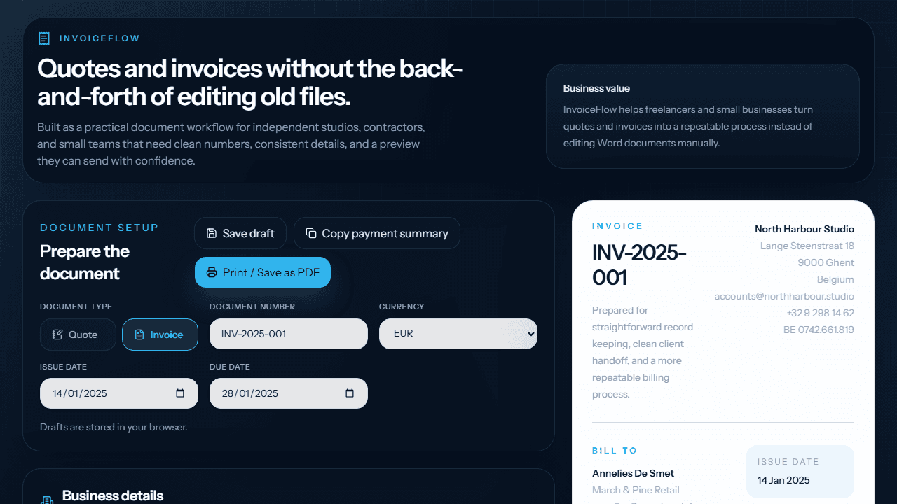 InvoiceFlow document workflow preview