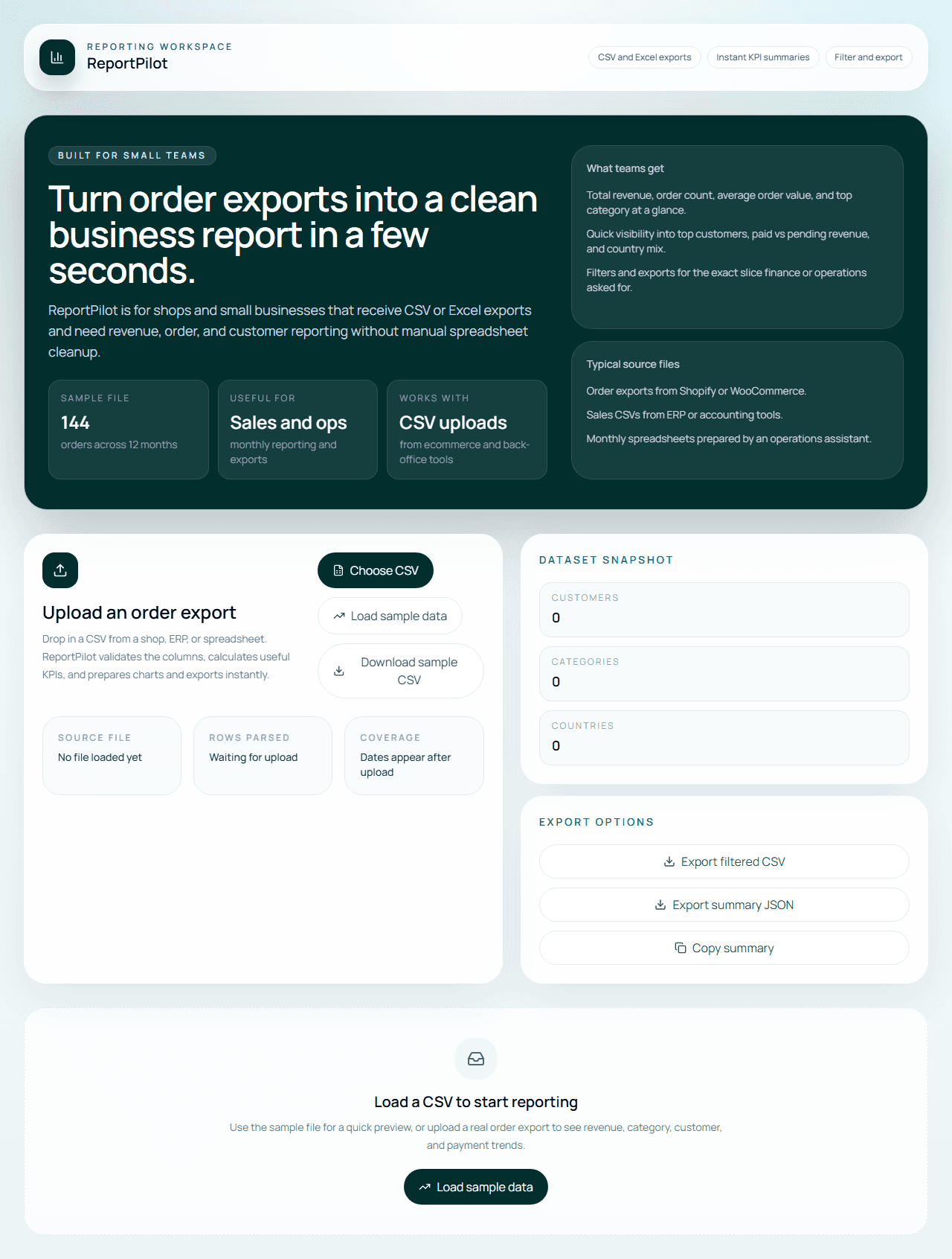 ReportPilot dashboard preview